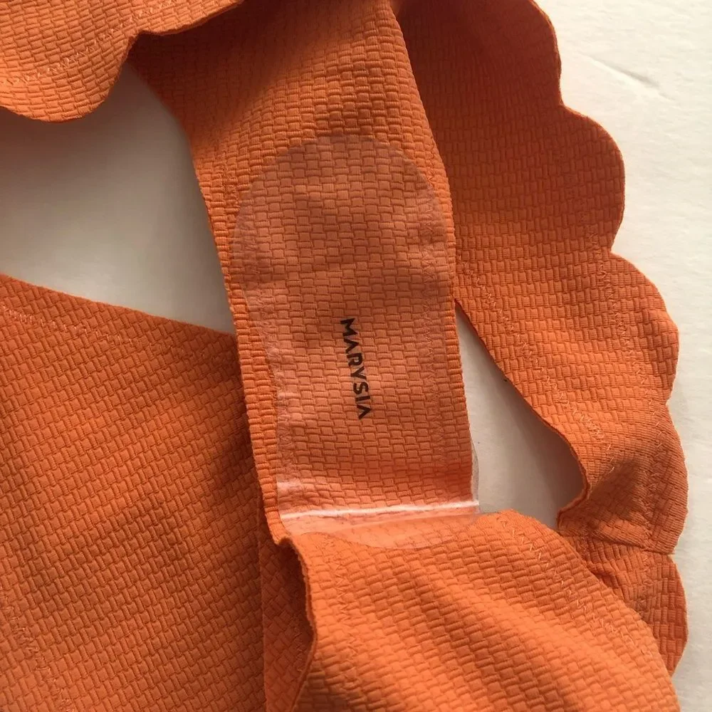 Marysia Swim Santa Barbara Low Rise Bikini Bottoms Orange NWT Size Small Bold